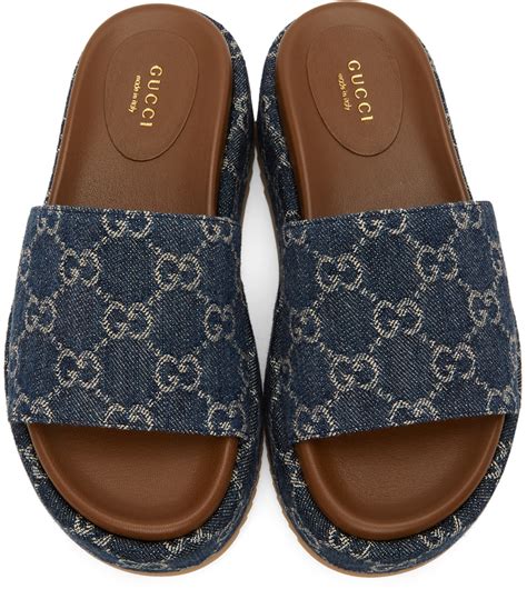 gucci platform slide|Gucci denim platform slides.